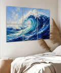 Total Vibe Upgrade With These Peel And Stick Acoustic Panels 6 Pack Sound Absorbing Ocean Wave Wall Pads Noise Dampening Foam Totally Kills Echo For Home Recording Studio displayed in modern bedroom.