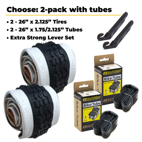 26 Inch White Wall Bicycle Tires For Beach Cruiser And Cruiser Bikes With Or Without Tubes 2 Pack Includes Tire Levers And Upgraded Replacement Parts For A Killer Ride