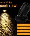 Dimmable LED Mini Spotlight Set For Jewelry Displays, 360 Degree Rotatable Surface Mount Lights, 100 Lumens, Warm White 3000K