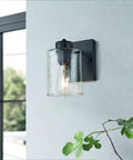 Set Of Two Matte Black Wall Sconces With Clear Glass Shade, Industrial Farmhouse Vanity Lighting Fixtures For Bathroom Mirror And Hallway