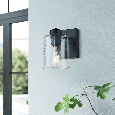 Set Of Two Matte Black Wall Sconces With Clear Glass Shade, Industrial Farmhouse Vanity Lighting Fixtures For Bathroom Mirror And Hallway