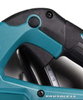 Close-up of the grip and power switch on the Rock Solid Heavy Duty Cordless Circular Saw Featuring 40V Power Platform.