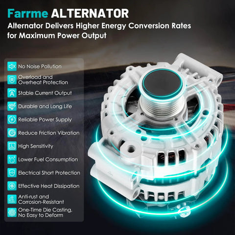 Beefy 180 Amp High Output Replacement Alternator for BMW 135i 335d 335i xDrive with 7-groove pulley showcasing features