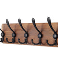 Rustic Wall Mounted Coat Rack With 16 Inch Stud Spacing Pine Real Wood Plank 5 Triple Hooks Farmhouse Wall Hanger for coats hats bags backpacks