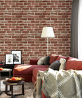 Red Brick Peel And Stick Wallpaper Self Adhesive Waterproof Removable Vinyl Wall Covering For Home Decor And Furniture Makeovers