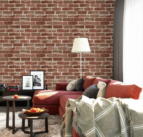 Red Brick Peel And Stick Wallpaper Self Adhesive Waterproof Removable Vinyl Wall Covering For Home Decor And Furniture Makeovers