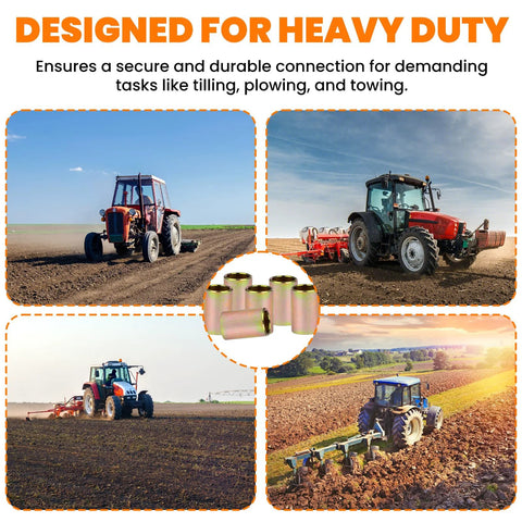 Zookpr 6-pack lower lift arm bushings for Cat II–I hitch systems; metal sleeves for tractor implements.