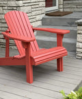 Classic Adirondack Chair Plans With Full Size Templates Total No Sweat Weekend Build For Your Backyard Lounge Easy To Tackle Alone Or With Buddies - red wooden chair on porch