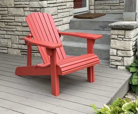 Classic Adirondack Chair Plans With Full Size Templates Total No Sweat Weekend Build For Your Backyard Lounge Easy To Tackle Alone Or With Buddies - red wooden chair on porch