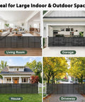 Extra Wide Retractable Baby Gate Delivering Rock Solid Safety For Mega Garages Wide Driveways And Big Patios in a living room and garage setup.