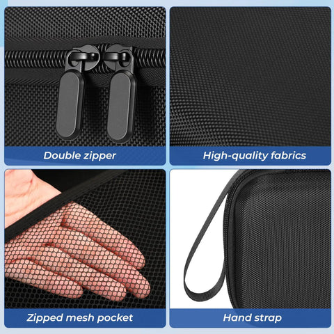 3ml Vial Storage Case For Bac Water And Peptide Vials With Custom Foam Compartments Mesh Pocket Ideal Fridge Freezer Or Travel Organizer Black Classic Box with double zipper, high-quality fabrics, zipped mesh pocket, and hand strap.