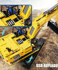 RC Excavator Building Set With 1830 Pieces showing detailed view of rotating cab and swing arm features