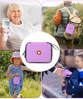 Klawdsky purple hard-shell carrying case for portable nebulizer with zipper and wrist strap