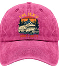 Rose red cap featuring 'I'm Sexy And I Tow It Vintage Funny Camping RV Camper Truck Hats For Men With Adjustable Straps Outdoor Adventure' print