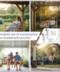 Heavy Duty Porch Swing Hanging Kit With Y Chain And 360 Degree Swivel Hangers 1500 Lb Capacity in use on porch with family