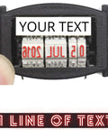 No Sweat Self Ink Date Stamp With Customizable 2025 Calendar and Fully Flexible Phrasing showing adjustable date mechanism.