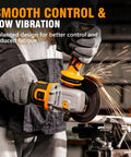 Person using 20V Brushless Cordless Flat Head Grinder Kit, Four And A Half Inch To Five Inch, Anti Vibration in workshop