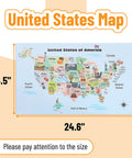 United States Map For Kids Poster Large 24.6 By 14.5 Inches Laminated 200Gsm Colorful Educational Poster With Easy Read Labels