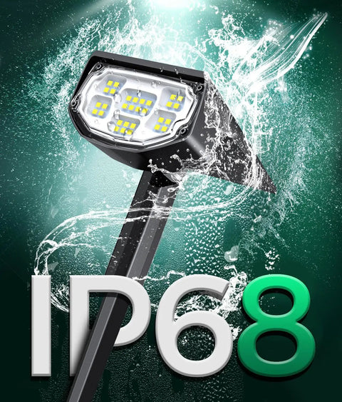 Ultra Dope Solar Outdoor Spotlight Set, 700 Lumen IP68 Waterproof Yard Lights highlighted with water splash effect
