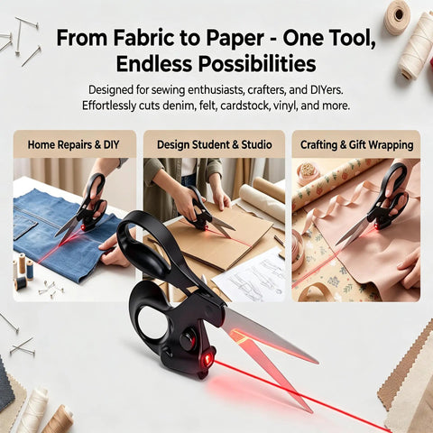 Pro Grade Time-Saving Laser Guided Fabric Cutting Scissors With Precision Laser Guide For Flawless Straight Cuts multiple uses