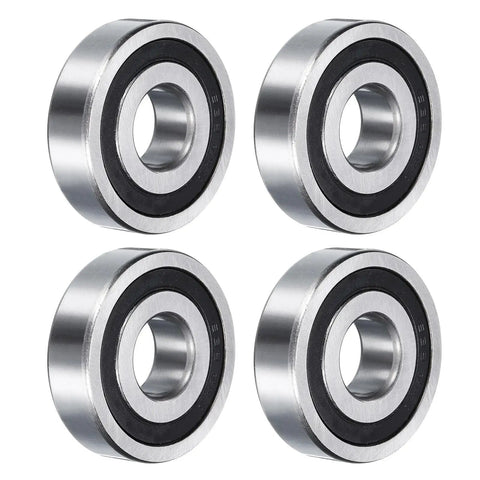 Four Two Pack Deep Groove Ball Bearing With Double Rubber Seals High Carbon Chrome Steel Three Quarter Inch By Two Inch By Nine Sixteenths Inch Z2 Precision P6 Industrial Grade Dust Moisture Resistant For Heavy Machinery And DIY Projects units with black seals and metallic finish