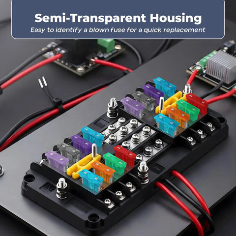 300 Piece Automotive Fuse Assortment Kit Including Standard Mini And Low Profile Types Covering 2A To 40A with semi-transparent housing