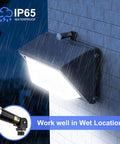 Outdoor light showing IP65 waterproof protection in rain showcasing 120-277VAC Photocell Sensor System For Dusk To Dawn No Fuss Auto Light Switch Hard Wired Post Light Control For Outdoor Security Lighting IP65 Weatherproof UL Listed With Easy 30-120 Second Delay No Manual On Needed.