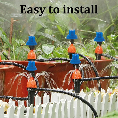Blue nozzles from 16 Pack Flat Fan Spray Nozzle Tips Set 0.3mm Aperture For Backpack Sprayers 110 Degree Plastic Spray Tips on plants