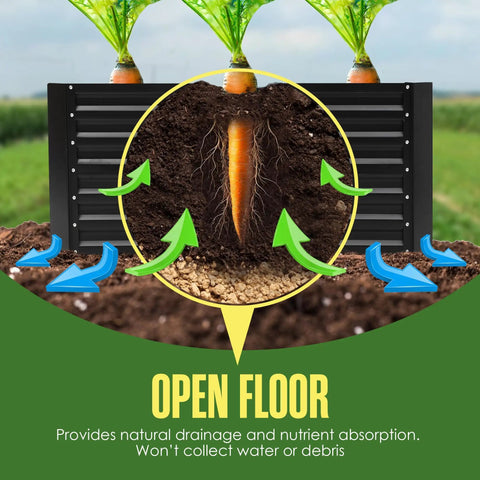 Durable Galvanized Steel Raised Garden Bed For Outdoor Gardens 8x4 Feet Open Bottom Planter Box With 440 Gallon Capacity For Veggies Flowers And Herbs showing drainage and nutrient absorption
