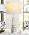 Two Modern 26 Inch Table Lamps With USB A And USB C Ports, 3 Way Dimmable Touch Control, White Linen Shade, Resin Coastal Design