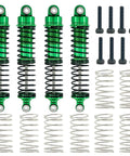 Beefed Up Aluminum Front And Rear Shock Absorber Set For 1/18 RC Cars in green with springs and screws shown