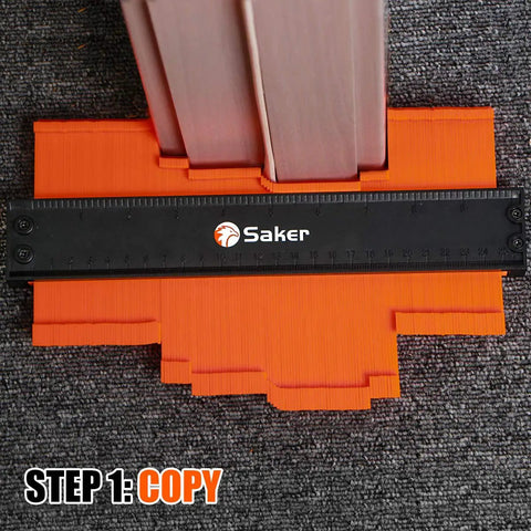 Dead Nuts Accurate 10 Inch Contour Gauge Profile Tool With Secure Lock for tracing an irregular shape in orange.