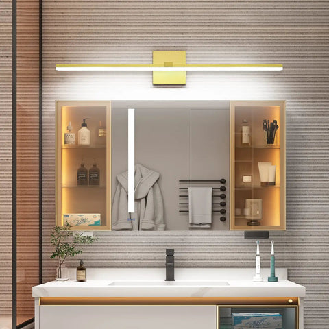 Gold 24 Inch Dimmable LED Vanity Light for Bathroom Over Mirror, Modern Bath Fixture in 6000K Cool White, Flicker Free 18W