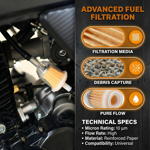 Heavy Duty Inline Fuel Filter For One Quarter Inch And Five Sixteenth Inch Fuel Lines Fits Riding Mowers Advanced Filtration Specs