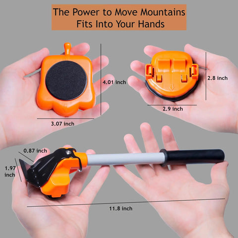 Heavy Duty Furniture Lifter And Appliance Roller Sliders Set With 660 Lbs Capacity, Adjustable Height Lever details in hands