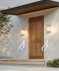 18 Inch Tough As Nails Metal Outdoor Handrail U Shaped White Powder Coated Wall Mount Stair Railing With Non Slip Grip near entrance.