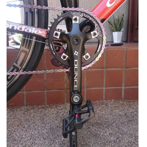 Close-up of a bike with One Pair Universal Square Taper Bike Crank Arms 127mm 110mm BCD forged 6061 T6 alloy installed.