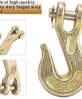 Close-up of 3/8 Inch Clevis Grab Hook Grade 70 G70, heavy-duty forged alloy steel, for 6600 lbs break strength chains, 10 pack