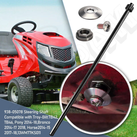 Plug-And-Play Steering Shaft And Gear Assembly For MTD Troy-Bilt Yard Machines Bolens Lawn Tractors, With Washer, lawn tractor shown