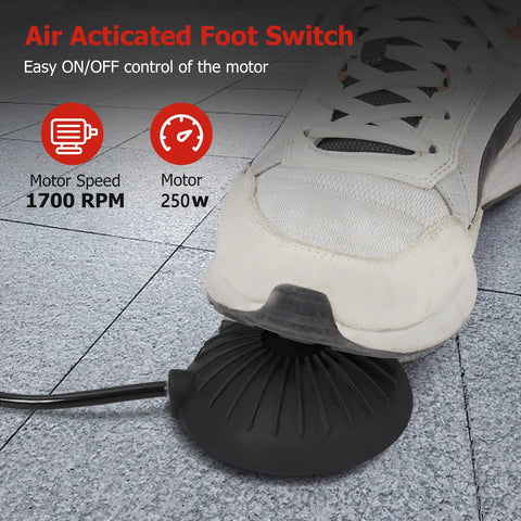 Air activated foot switch underfoot for Electric Auto Feed Drain Cleaner Machine With Air Activated Foot Switch And 75 Feet Cord.