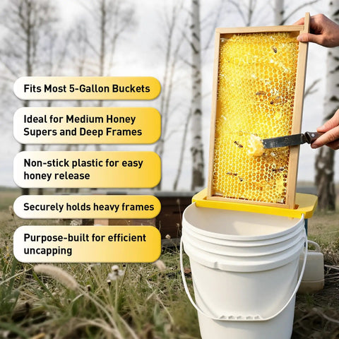 Beekeeping Honey Uncapping Tank Holder For Easy Harvesting And Frame Scraper, Stabilizes Frames And Lets Scraped Honey Flow Cleanly