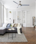 Living room with Treviento 52 Inch LED Indoor Ceiling Fan With Energy Efficient LED Light Kit Contemporary Satin Nickel Finish