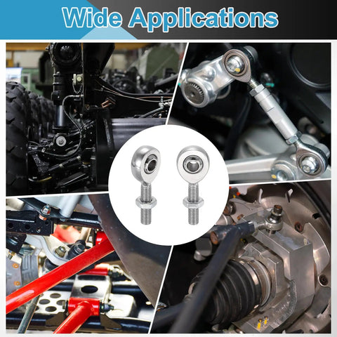 Knockout Quarter Inch Rod End Kit With Right And Left Hand Threads And Jam Nuts For Traction Bars And Steering Linkage Beefy Chrome Plated Steel for various applications.