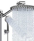 High Pressure 10 Inch Rain Shower Head With 11 Inch Adjustable Extension Arm And 5 Setting Handheld Shower Kit For Low Water Pressure Powerful Spray Long Hose Easy Clean Silicone Nozzles Brushed Chrome Finish