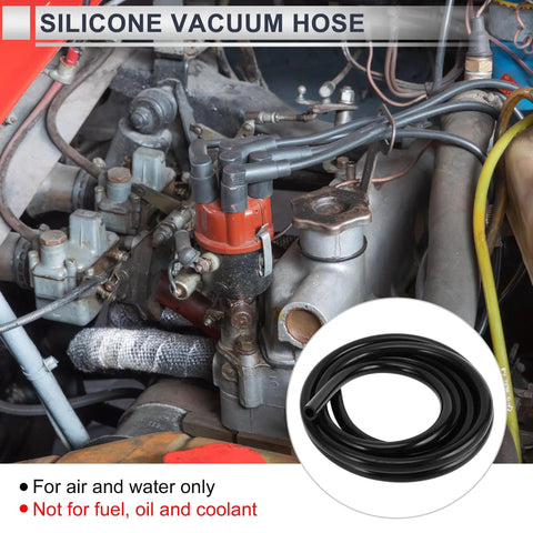 Universal Silicone Vacuum Hose For Your Ride 10ft Long High Temp Black 12mm Inner Diameter 18mm Outer Diameter shown for automotive use.