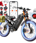 Heavy Duty Dual Motor Electric Bike For Adults, with 4000W motor, 500 lbs capacity, battery display, and mounted accessories.