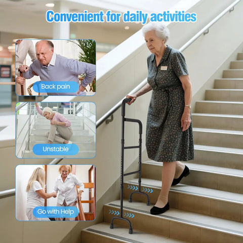 Premium Stair Assist Cane With 13 Adjustable Height Settings And Secure Non Slip Grip for safe step navigation