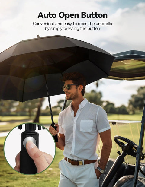 Big Ole Golf Umbrella With Auto Open And Windproof Canopy Thick Waterproof UV Shield For Rainy Day Golf Durable Fiberglass Shaft