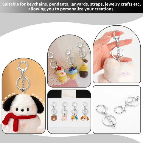 Top Shelf Zinc Alloy Lobster Clasps And Keyrings 10 Pack showing various keychains and attachments for jewelry and crafts.