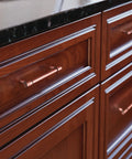 Six Pack 5.04 Inch Center To Center Antique Copper Drawer Pulls Red Bronze Bar Handles on Kitchen Cabinets